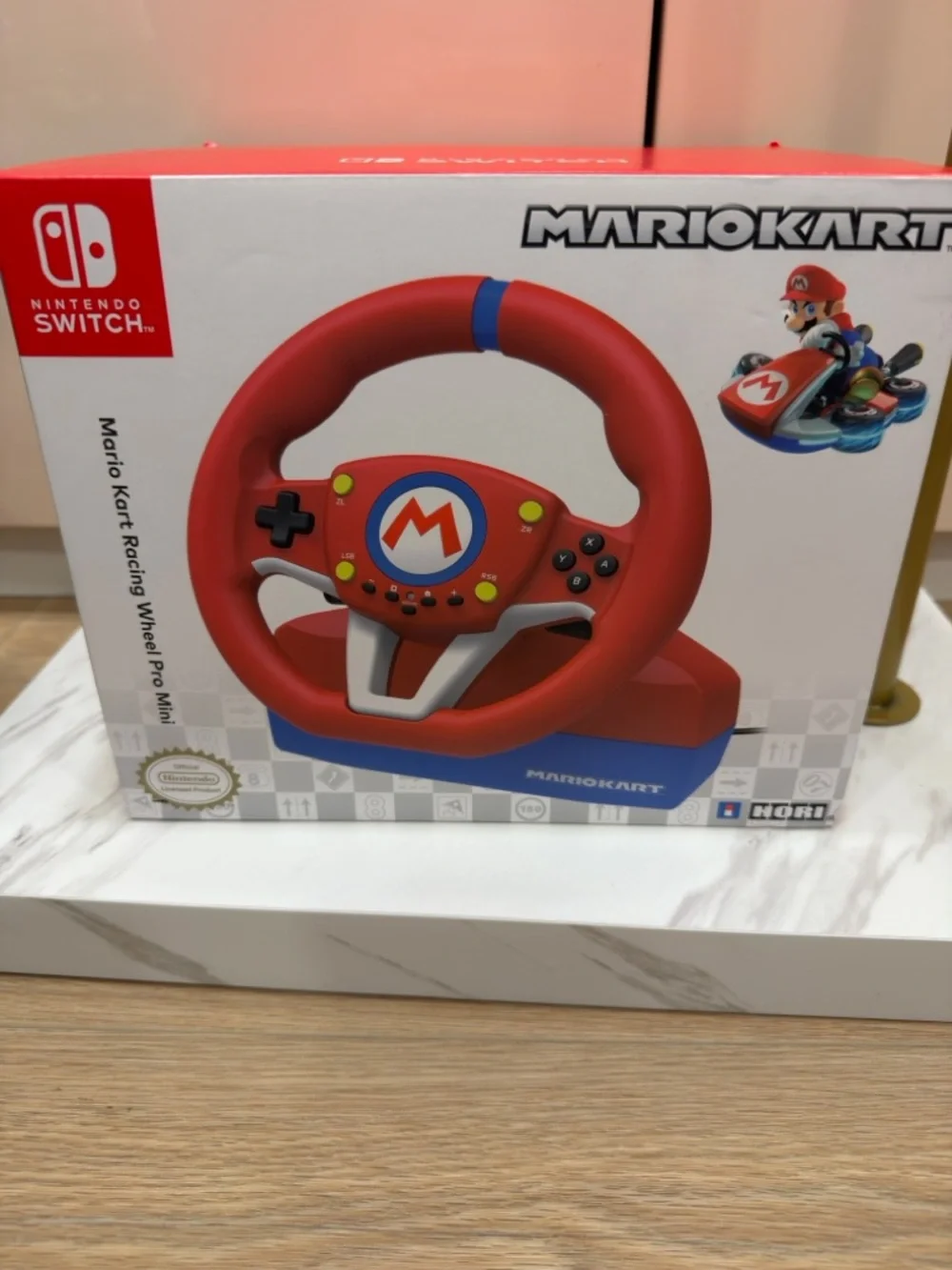 Nintendo Mario Kart Steering Wheel in Red with Blue Base